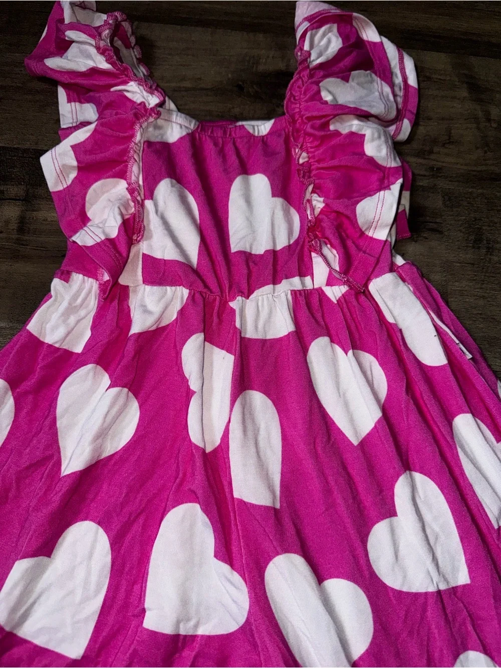 Bums & Roses 3T Hot Pink Hearts Flare Leg Romper Bamboo Retired Drop